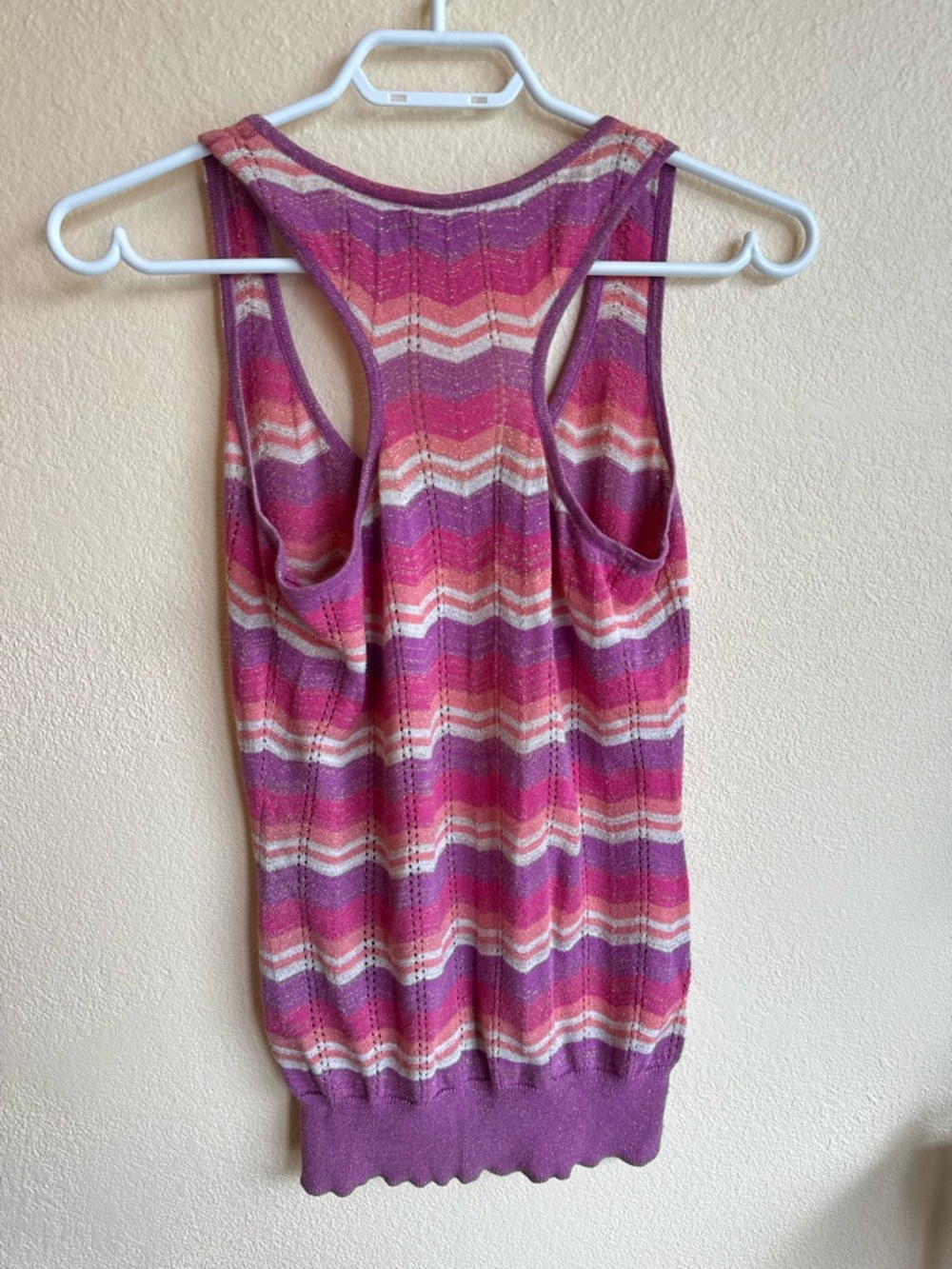 725 Originals Y2K Pink Striped Knit Tank Top | Retro Wavy Stripe Sleeveless Cami - Picture 5 of 7